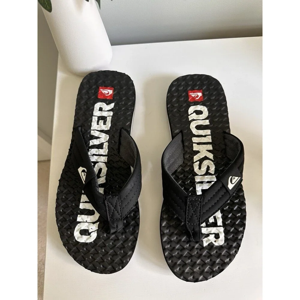 Quicksilver Molokai Men’s Flip Flop Size 10/10.5 Beach Surf Sandals White Logo